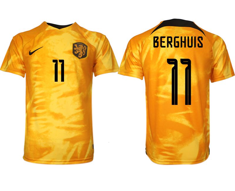 Men 2022 World Cup National Team Netherlands home aaa version yellow #11 Soccer Jerseys->->Soccer Country Jersey